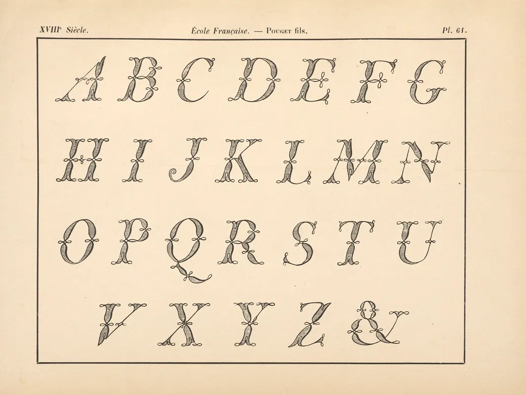 Ecole%e2%80%8e %e2%80%8efrancaise Pouget%e2%80%8e %e2%80%8efils Alphabet%e2%80%8e %e2%80%8einitiales%e2%80%8e %e2%80%8eliacees Wall Art by Alfred Prunaire - High-Resolution Digital Print