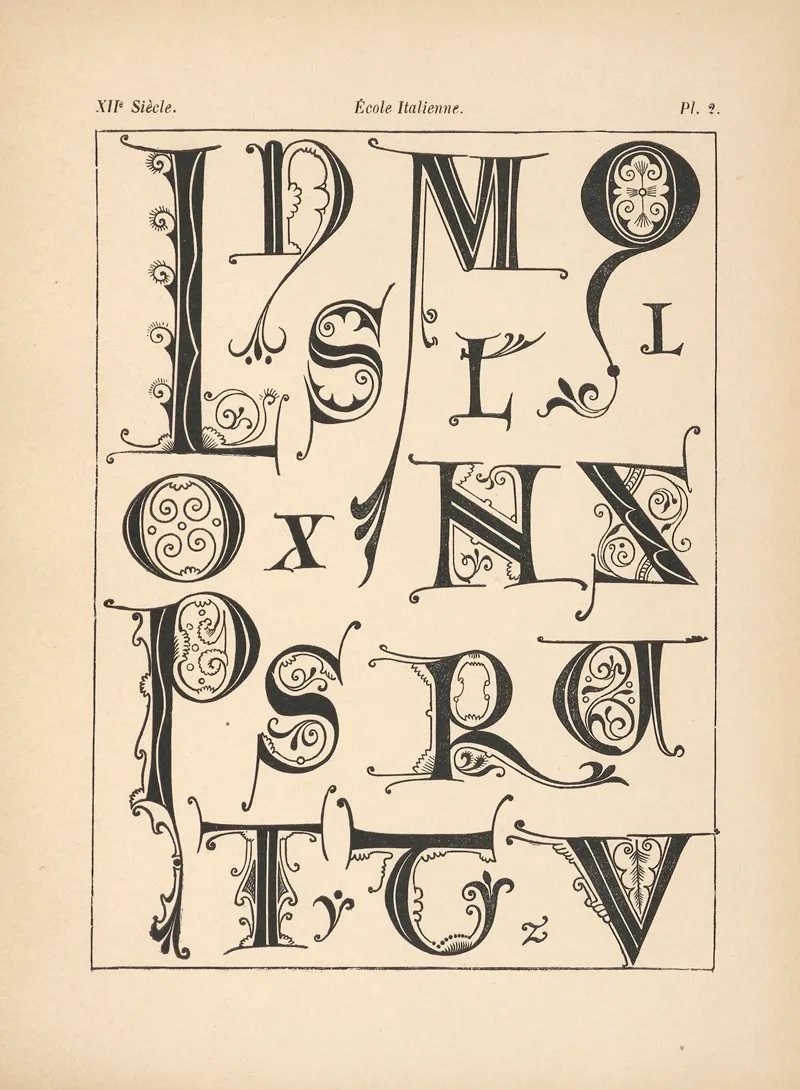 Ecole%e2%80%8e %e2%80%8eitalienne Alphabet%e2%80%8e %e2%80%8ecompose%e2%80%8e %e2%80%8edinitiales%e2%80%8e %e2%80%8etirees%e2%80%8e %e2%80%8edes%e2%80%8e %e2%80%8emanuscrits%e2%80%8e 2 Wall Art by Alfred Prunaire - High-Resolution Digital Print
