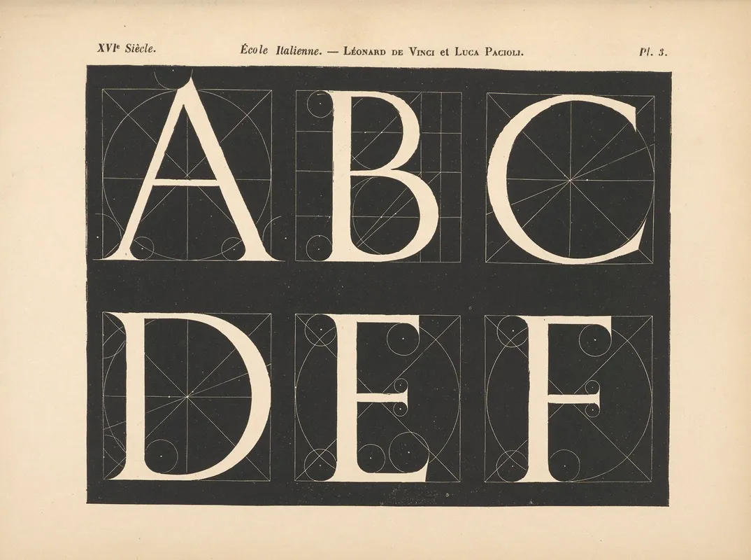 Ecole‎ ‎italienne Leonard‎ ‎de‎ ‎vinci Et ‎luca‎ ‎pacioli Alphabet‎ ‎attique‎ ‎avec Wall Art by Alfred Prunaire - High-Resolution Digital Print