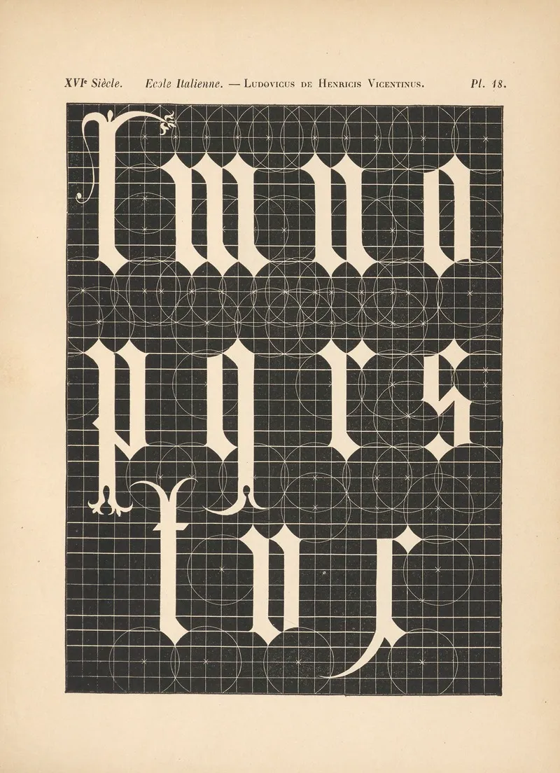 Ecole‎ ‎italienne Ludovicus‎ ‎de‎ ‎henricis‎ Vicentinus Alphabets‎ ‎gothique‎ ‎mineur‎ ‎av Wall Art by Alfred Prunaire - High-Resolution Digital Print
