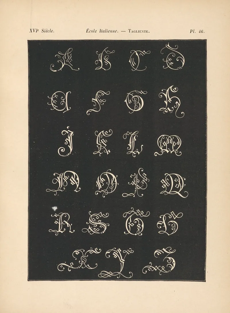 Ecole‎ ‎italienne Tagliente Alphabet‎ ‎dinitiales‎ ‎gothiques Wall Art by Alfred Prunaire - High-Resolution Digital Print