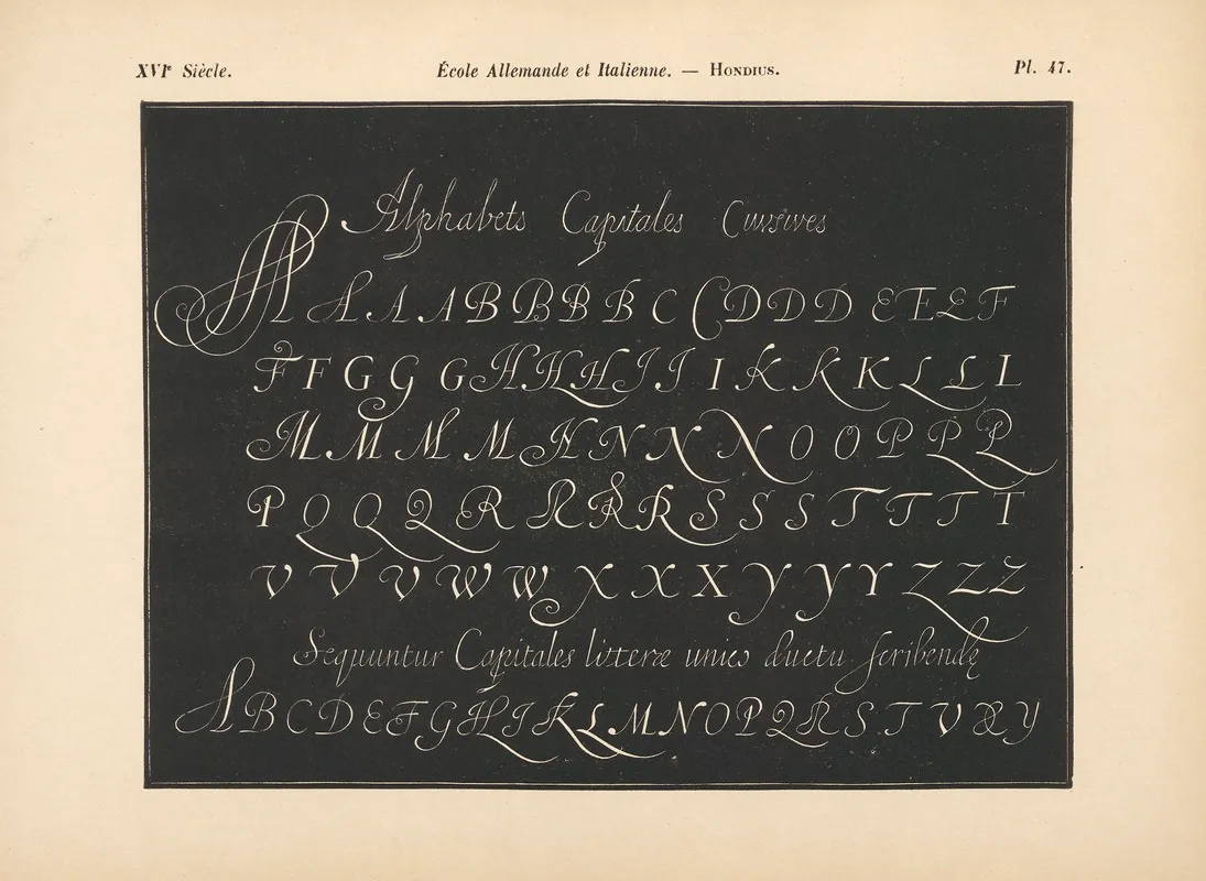 Ecoles%e2%80%8e %e2%80%8eallemande%e2%80%8e Et%e2%80%8e %e2%80%8eitalienne Hondius Alphabet%e2%80%8e %e2%80%8ede%e2%80%8e %e2%80%8etrois%e2%80%8e %e2%80%8esortes%e2%80%8e %e2%80%8ede%e2%80%8e Wall Art by Alfred Prunaire - High-Resolution Digital Print
