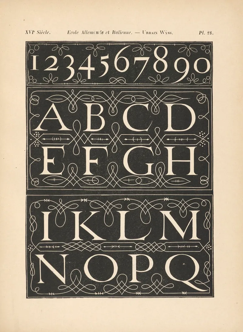 Ecoles‎ ‎allemande‎ Et‎ ‎italienne Urbain‎ ‎wyss Alphabet‎ ‎attique Wall Art by Alfred Prunaire - High-Resolution Digital Print