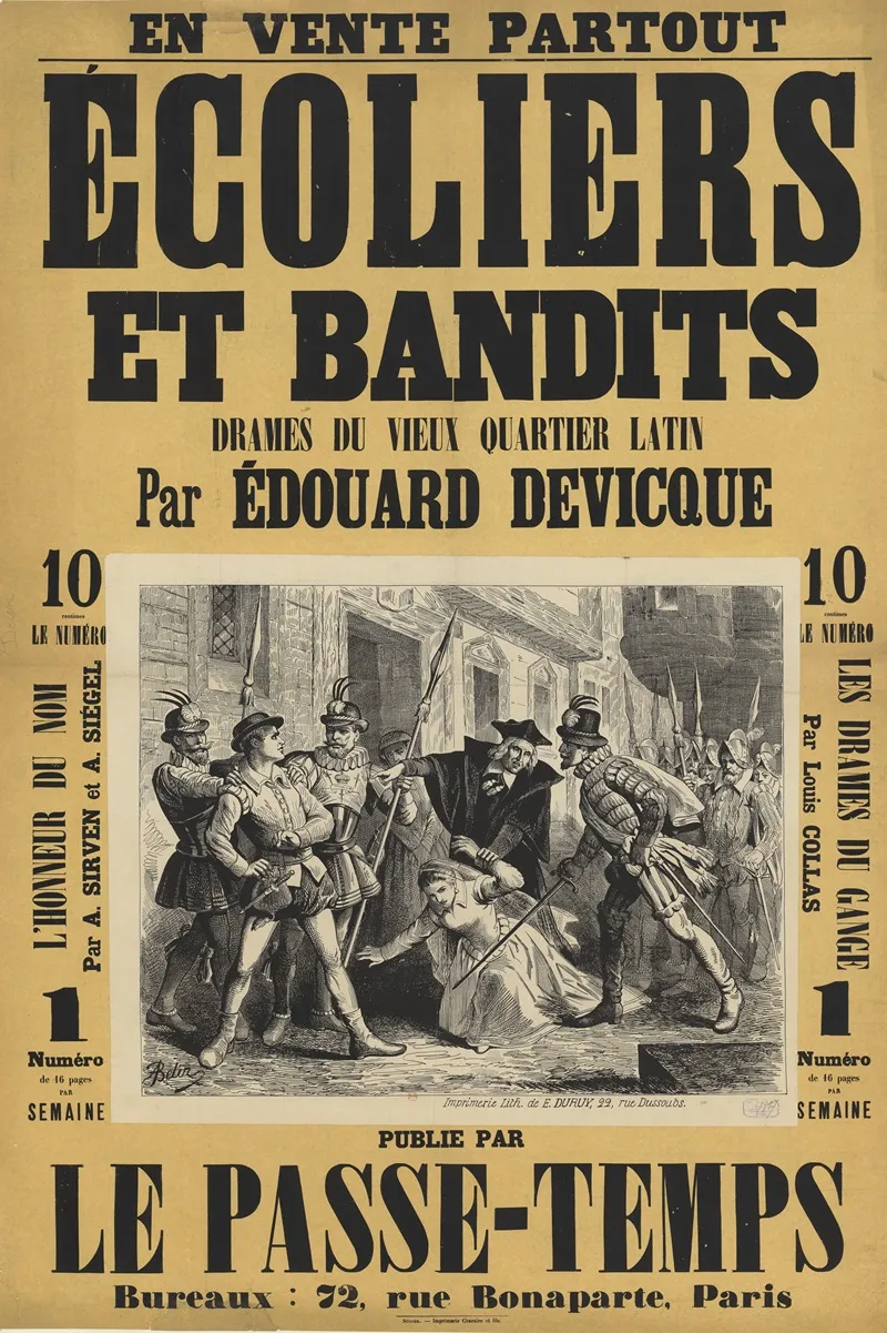 Ecoliers Et Bandits Drames Du Vieux Quartier Latin Par Edouard Devicque Wall Art by Auguste Belin - High-Resolution Digital Print
