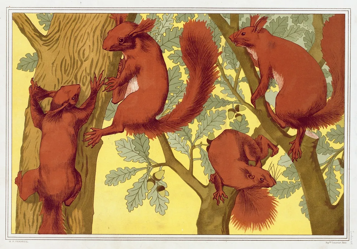 Ecureuils Wall Art by Maurice Pillard Verneuil - High-Resolution Digital Print