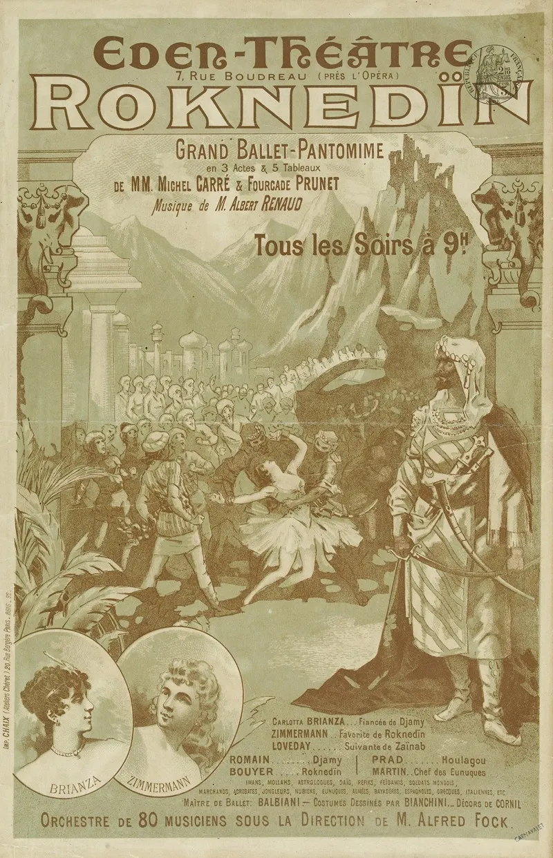 Eden Theatre 7 Rue Boudreau Pres Lopera Roknedin Grand Ballet Pantomime Wall Art by Lucien Lefèvre - High-Resolution Digital Print