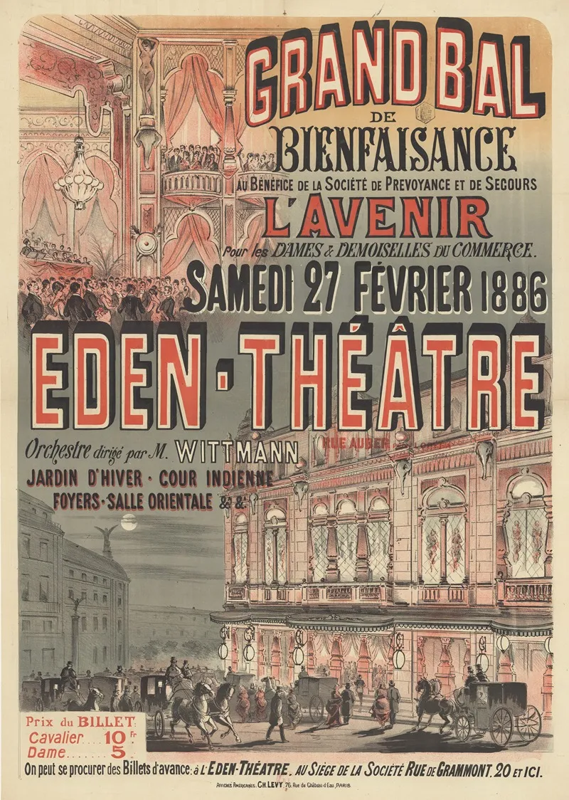 Eden Theatre Grand Bal De Bienfaisance Au Benefice De La Societe De Prevoyance Et De Secours
