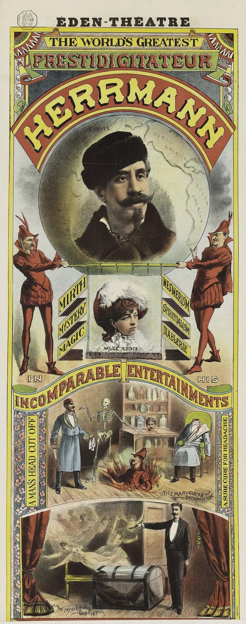 Eden Theatre The Worlds Greatest Prestidigitateur Herrmann Mirth Mystery Magic Mesmerism Spiritualism Diableri