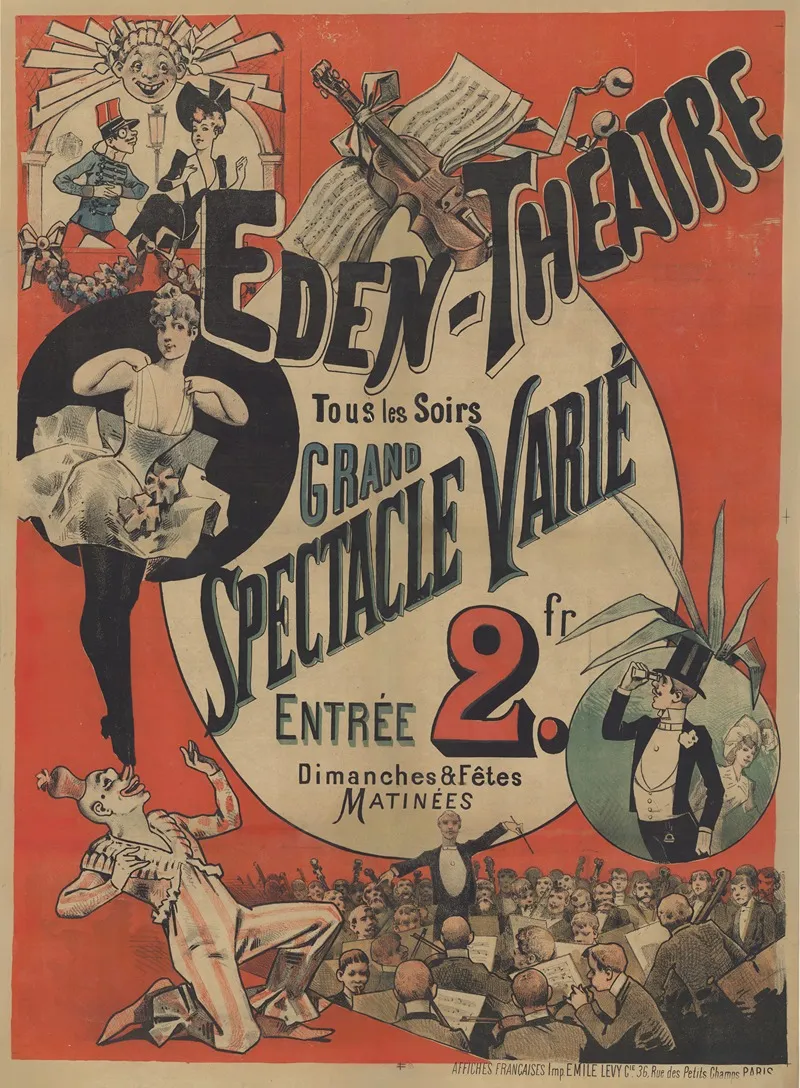 Eden Theatre Tous Les Soirs Grand Spectacle Varie 3 Wall Art by Imp. Emile Lévy - High-Resolution Digital Print