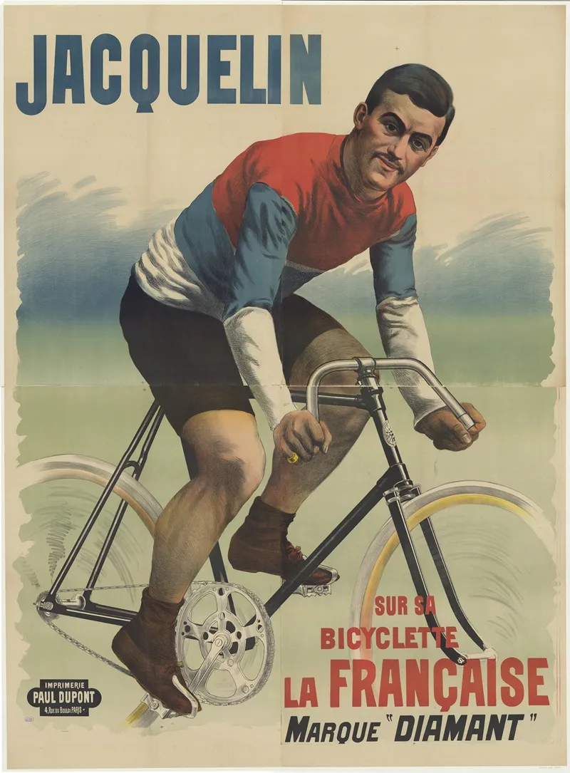 Edmond Jacquelin Sur Sa Bicyclette La Francaise Marque Diamant Wall Art by Imp. Paul Dupont - High-Resolution Digital Print