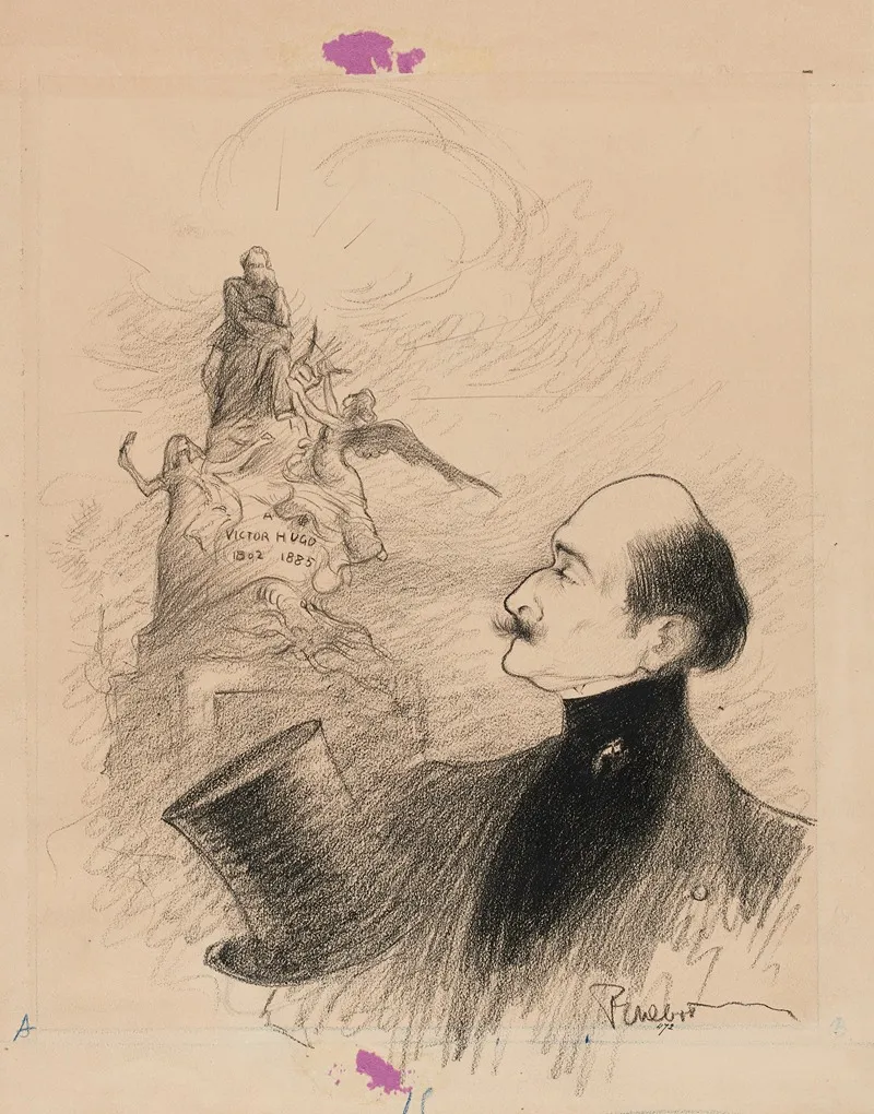 Edmond Rostand Devant Le Monument De Victor Hugo