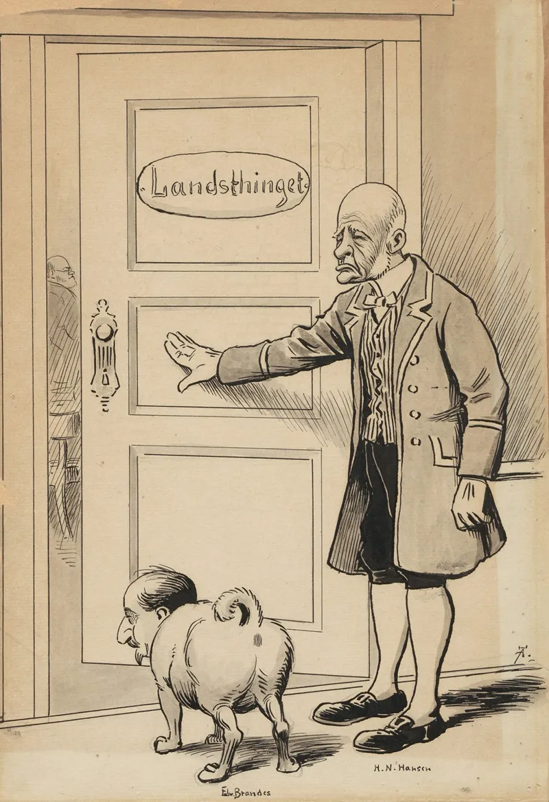 Edvard Brandes As A Small Dog Being Let Into The County Council Wall Art by Axel Holger Thiess - High-Resolution Digital Print