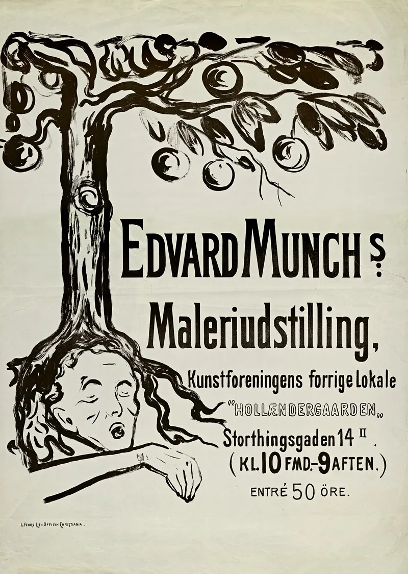 Edvard Munchs Maleriudstilling Wall Art by L. Fehrs lith. - High-Resolution Digital Print