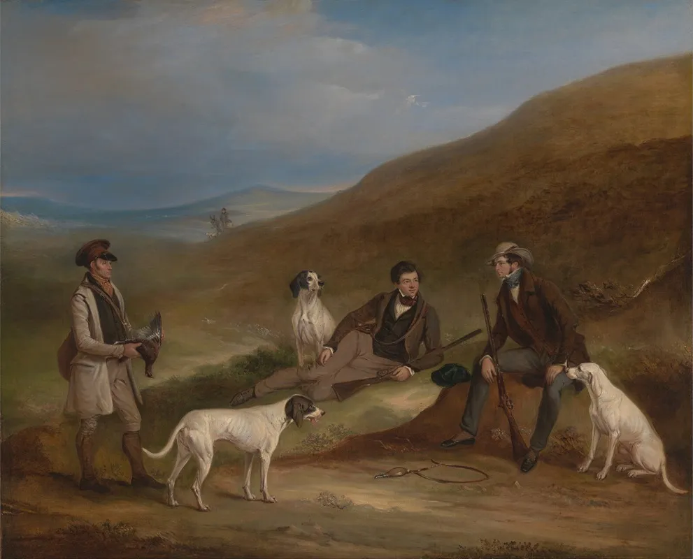 Edward Horner Reynard And His Brother George Grouse Shooting At Middlesmoor Yorkshire With Their G Wall Art by John Ferneley - High-Resolution Digital Print