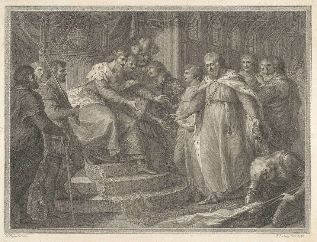 Edward Prince Of Wales Presenting The Captive King John Of France And His Sons To His Father Edward The Third After The Battle Of Poictiers Wall Art by John Francis Rigaud - High-Resolution Digital Print