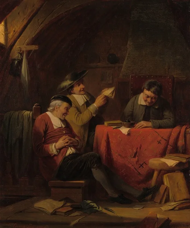 Een Interieur Met Een Vrolijk Gezelschap Wall Art by Louis Somers - High-Resolution Digital Print