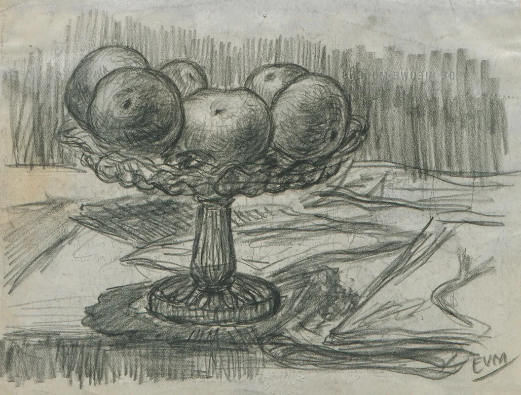 Een Tafel Met Daarop Een Fruitschaal
