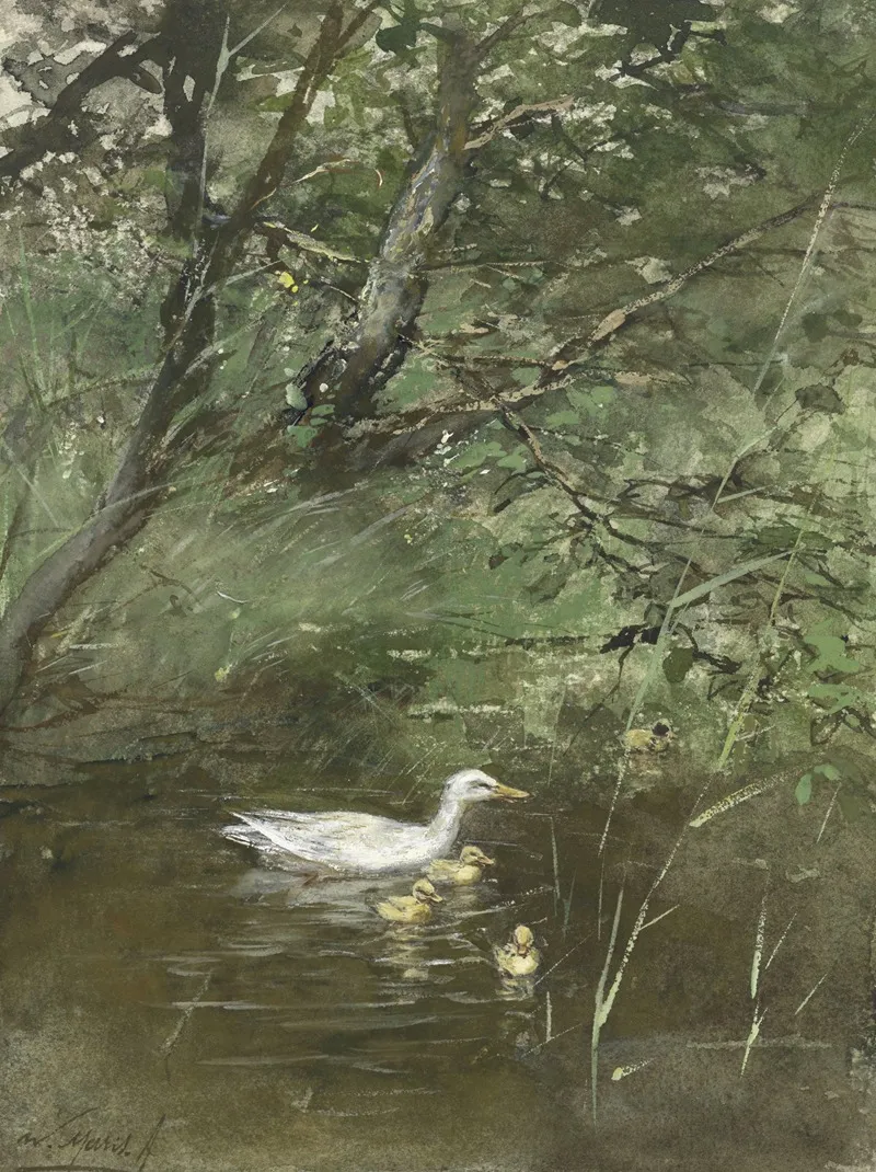 Eendjes In Het Water Wall Art by Willem Maris - High-Resolution Digital Print