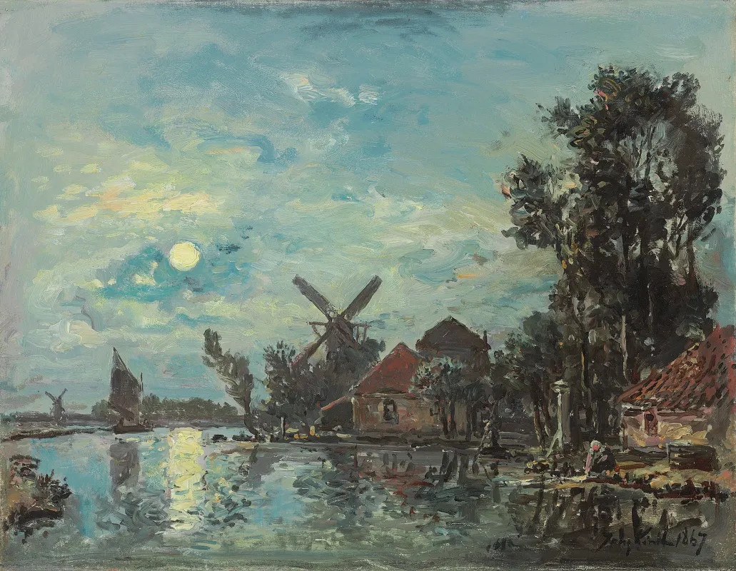Effet De Lune Sur Lestuaire Hollande 2 Wall Art by Johan Barthold Jongkind - High-Resolution Digital Print