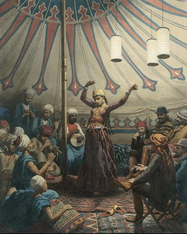 Egyptian Dancer In A Tent With Musicians And Spectators