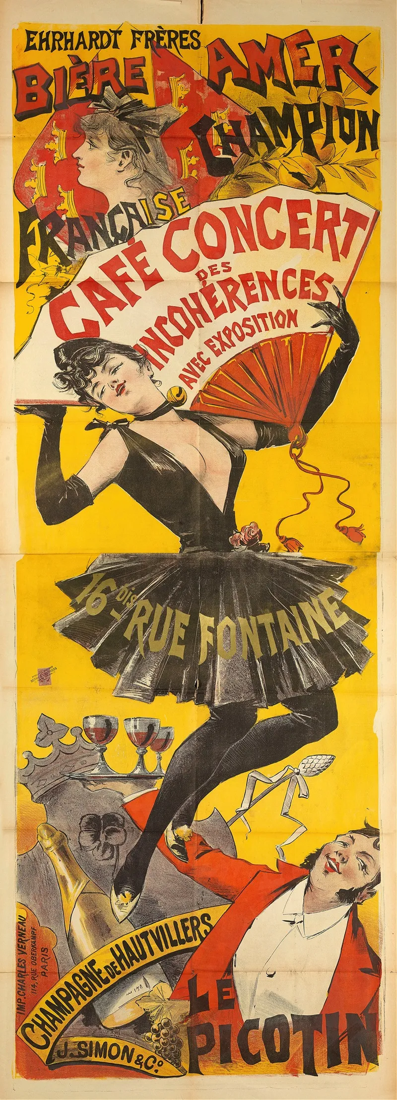 Ehrhardt Freres Biere Amer Champion Francaise Cafe Concert Wall Art by José Roy - High-Resolution Digital Print