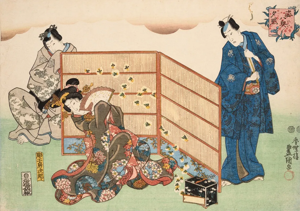 Eight Figural Views Sugata Hakkei Pl 3 Wall Art by Utagawa Kunisada (Toyokuni III) - High-Resolution Digital Print