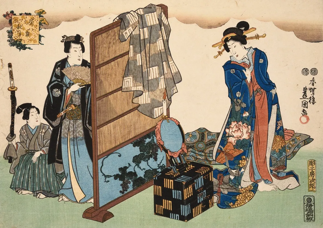 Eight Figural Views Sugata Hakkei Pl 4 Wall Art by Utagawa Kunisada (Toyokuni III) - High-Resolution Digital Print