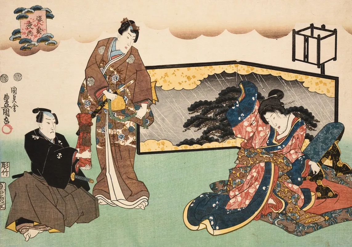 Eight Figural Views Sugata Hakkei Pl 5 Wall Art by Utagawa Kunisada (Toyokuni III) - High-Resolution Digital Print