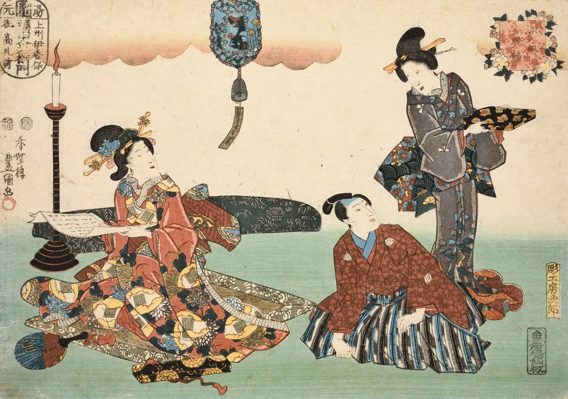 Eight Figural Views Sugata Hakkei Pl 8 Wall Art by Utagawa Kunisada (Toyokuni III) - High-Resolution Digital Print