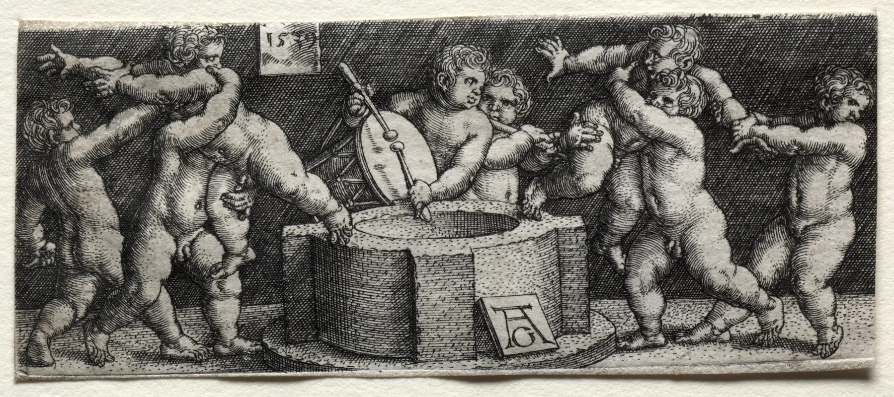 Eight Nude Children At A Well