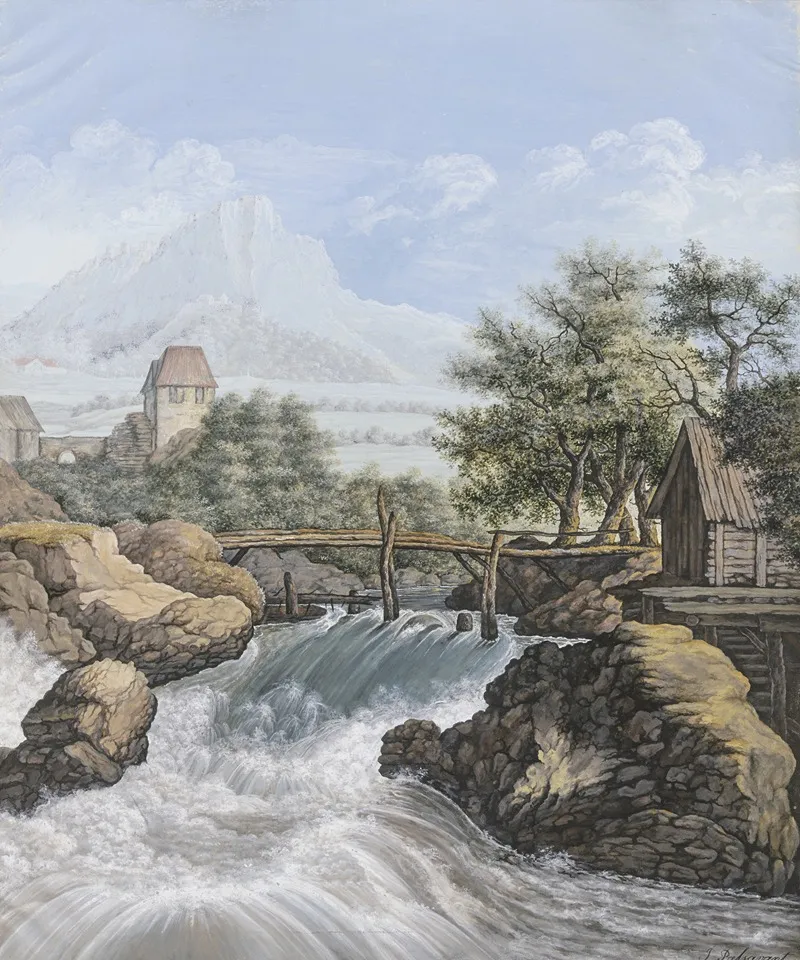 Ein Reisender Bach Mit Einer Brucke Und Blick In Ein Tal 2 Wall Art by Johann David Passavant - High-Resolution Digital Print