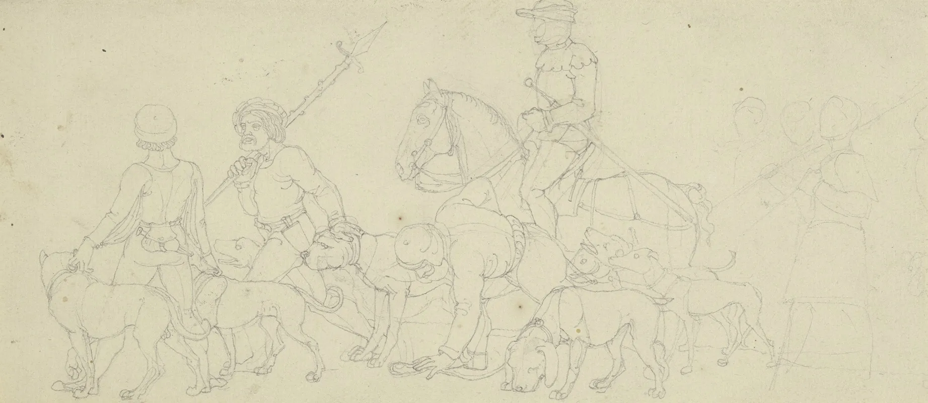 Ein Ritter Zieht Mit Knechten Und Vielen Hunden Zur Jagd