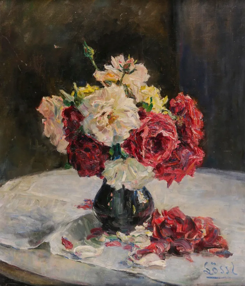 Ein Rosenstraus In Einer Vase Wall Art by Johanna Lössl - High-Resolution Digital Print