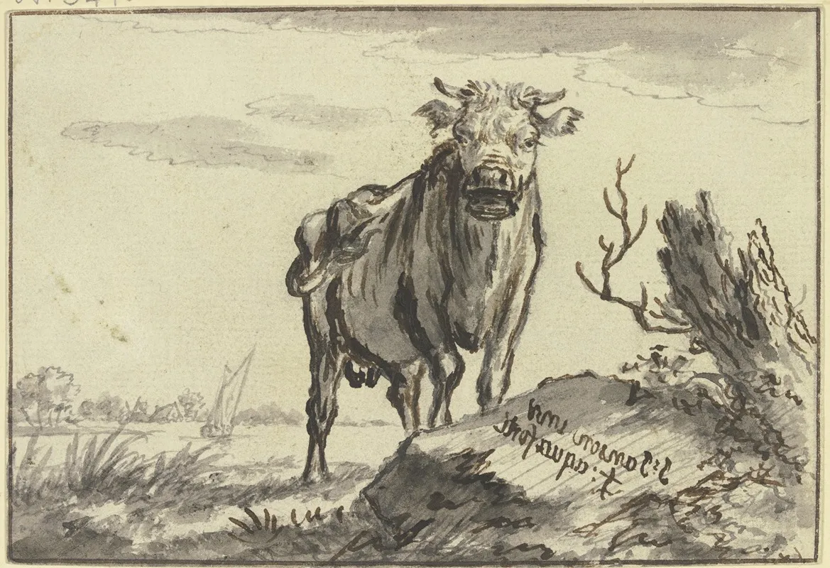 Ein Stier Von Vorne Gesehen Bei Einem Baumstamm Wall Art by Johannes Janson - High-Resolution Digital Print