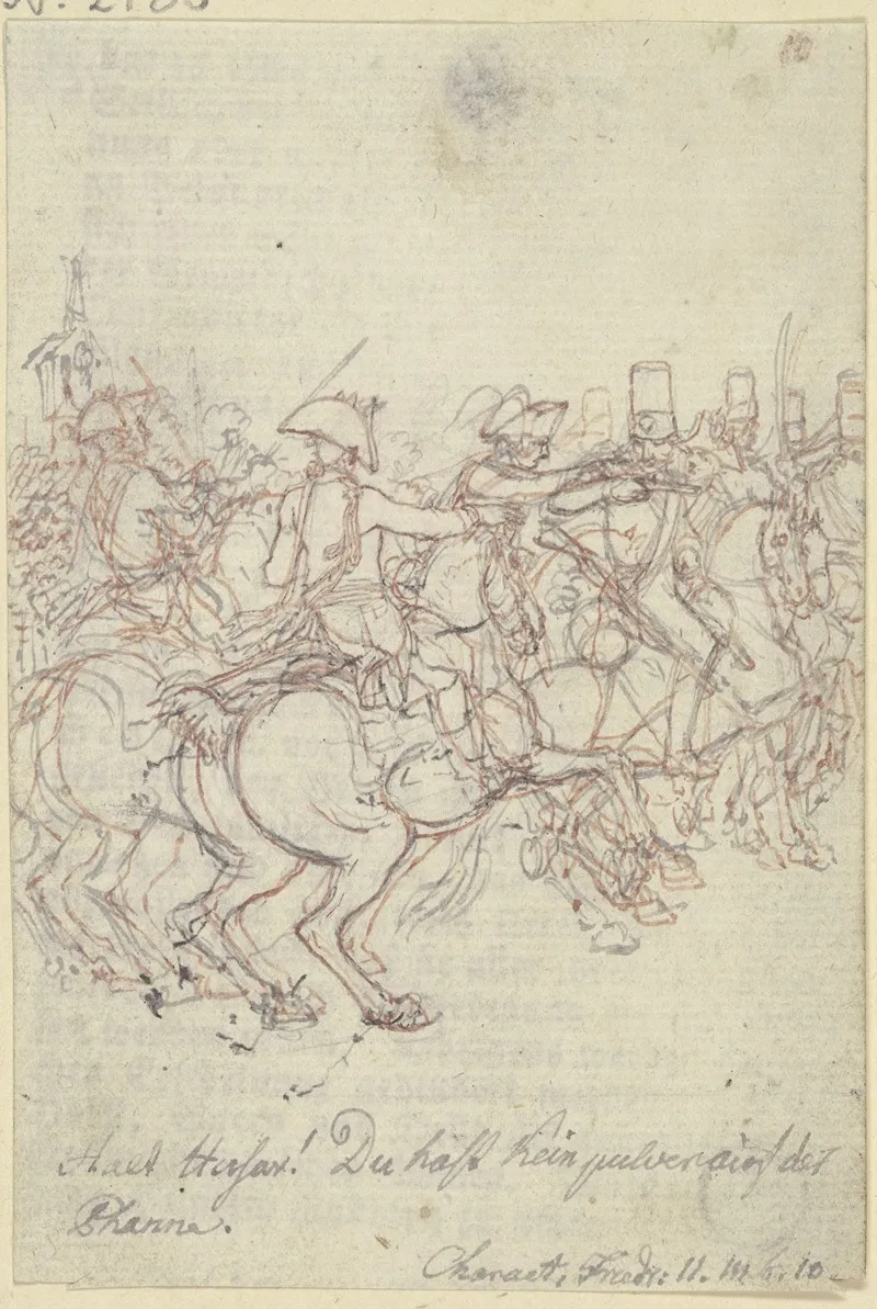 Eine Gruppe Von Soldaten Zu Pferde Nach Rechts Sprengend