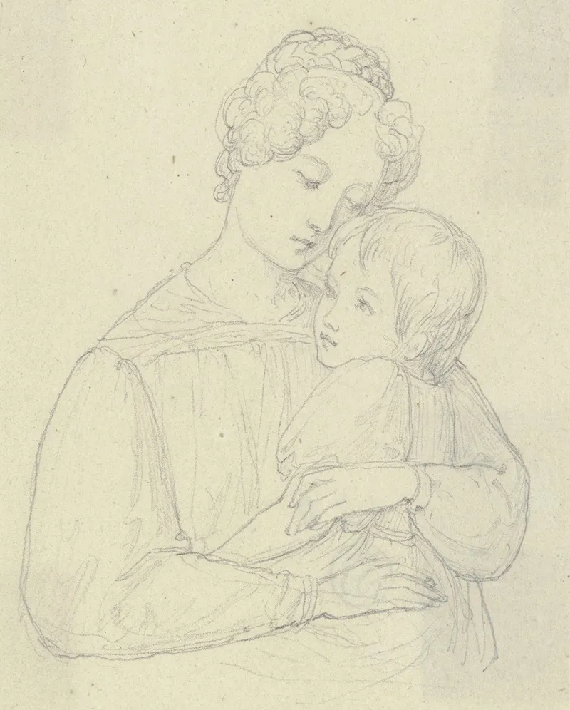 Eine Mutter Ihr Kind Umarmend Wall Art by Marie Ellenrieder - High-Resolution Digital Print