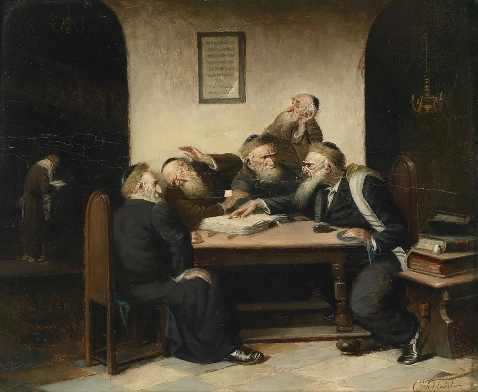 Eine Streitfrage Aus Dem Talmud Wall Art by Carl Schleicher - High-Resolution Digital Print
