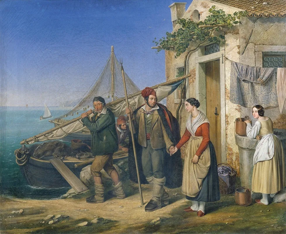 Eine Venezianische Fischerfamilie Wall Art by Ludwig von Beniczky - High-Resolution Digital Print