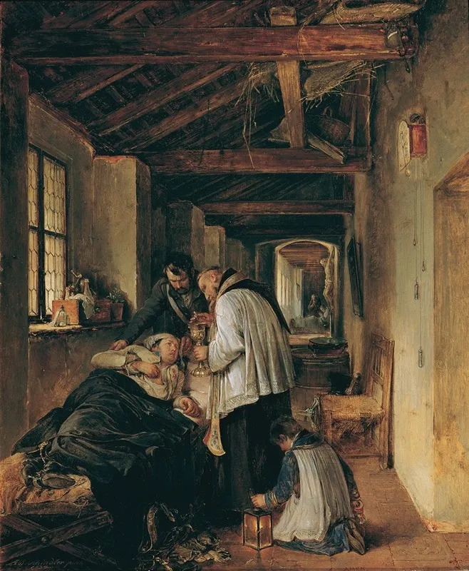 Einem Verwundeten Offizier Wird Die Letzte Olung Erteilt Wall Art by Albert Schindler - High-Resolution Digital Print