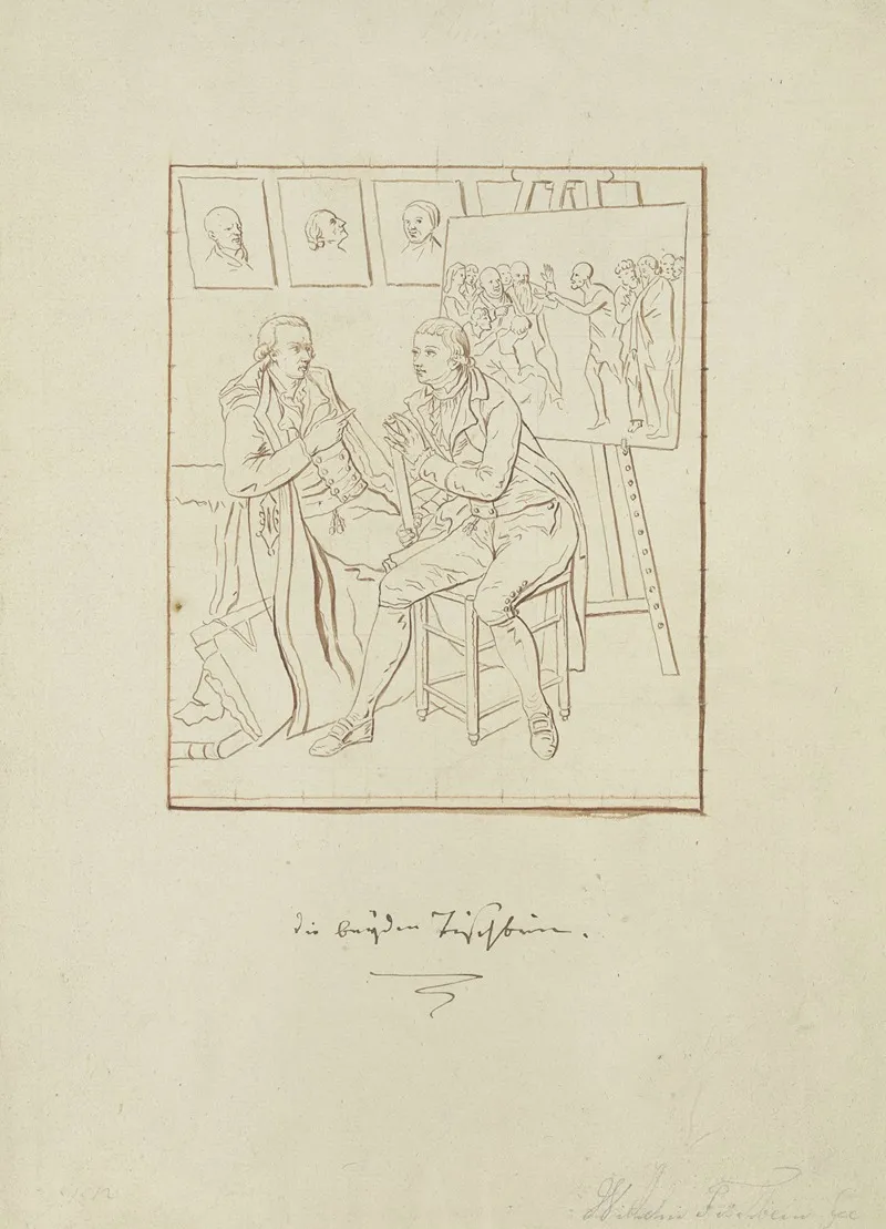 Einer Den Anderen Gemalt Der Kunstler Mit Seinem Bruder Heinrich Jacob Tischbein Im Atelier Wall Art by Johann Heinrich Wilhelm Tischbein - High-Resolution Digital Print