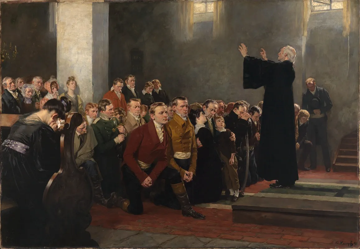 Einsegnung Von Lutzows Schwarzen Freiwilligen In Der Kirche Zu Rogau Bei Zobten In Schlesien Im Jahre 1813 Wall Art by Arthur Kampf - High-Resolution Digital Print
