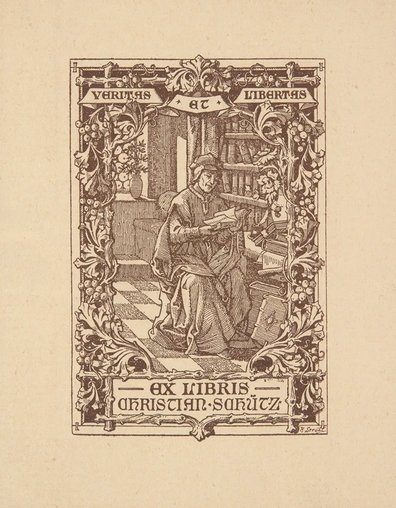Ekslibris Christian Schutz 1829 1913 Wall Art by Hugo Gerard Ströhl - High-Resolution Digital Print