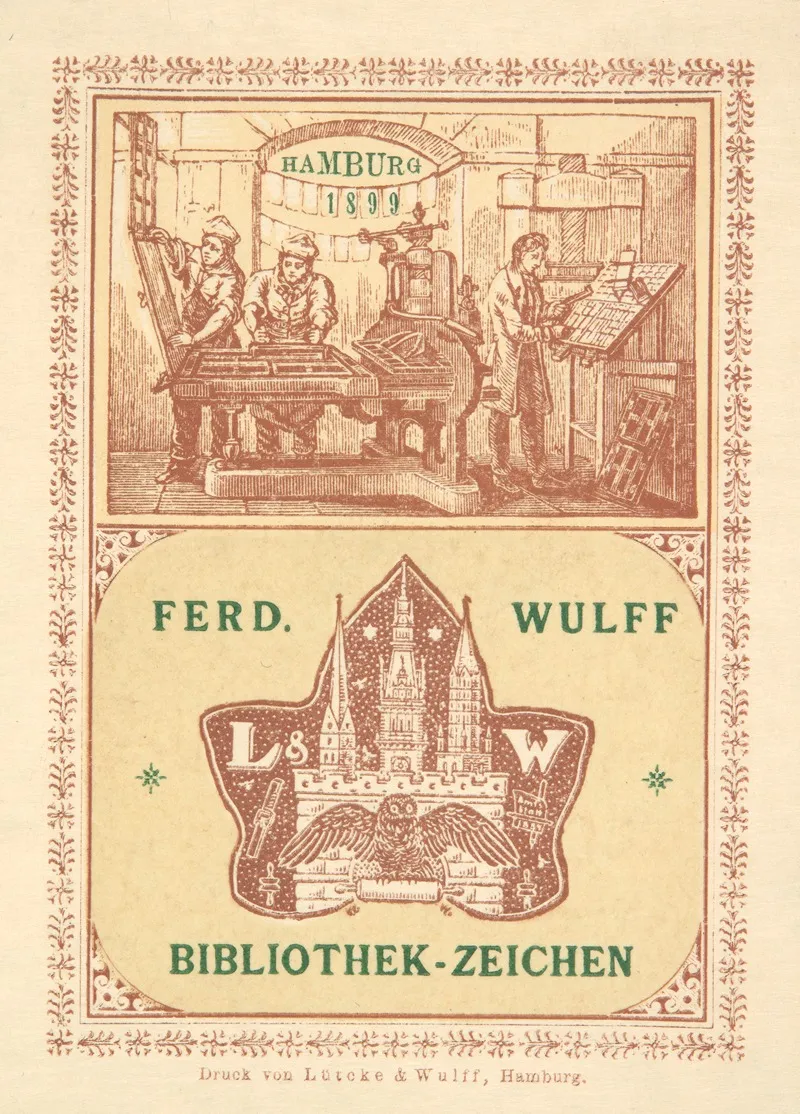Ekslibris Ferdinand Wulff Hamburg 2 Wall Art by Lütcke &amp; Wulff - High-Resolution Digital Print
