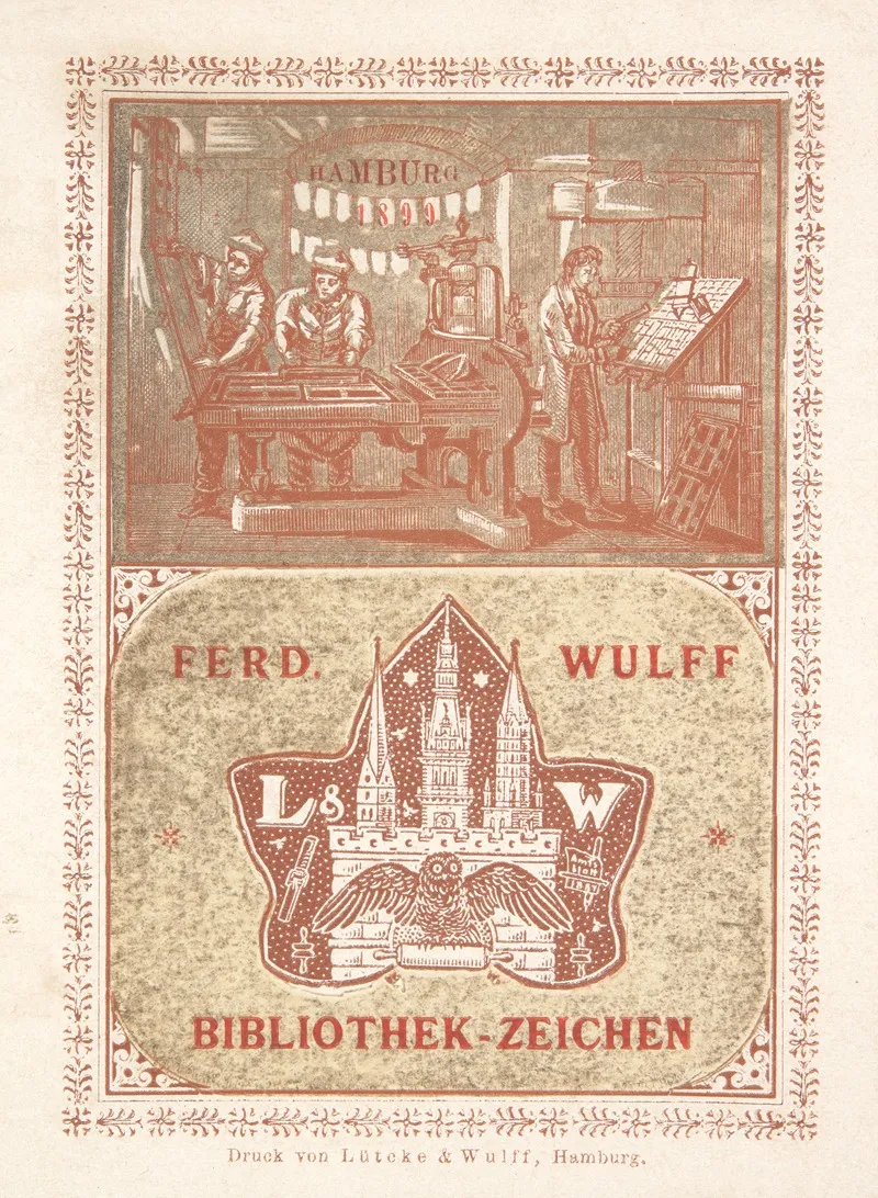 Ekslibris Ferdinand Wulff Hamburg Wall Art by Lütcke &amp; Wulff - High-Resolution Digital Print