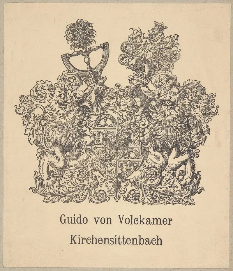Ekslibris Guido Volckamer Von Kirchensittenbach 1860 1940 Wall Art by Eugen Loeffelholz - High-Resolution Digital Print