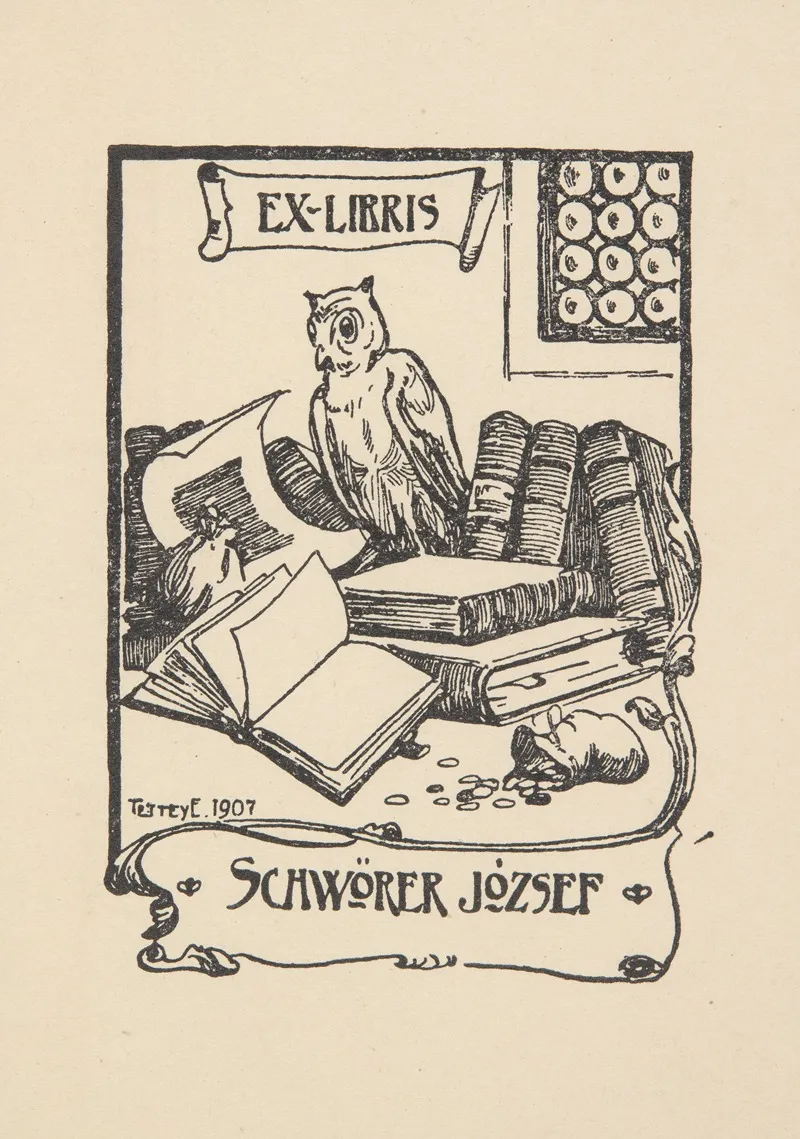 Ekslibris Jozsef Schworer Wall Art by Emil Tettey - High-Resolution Digital Print