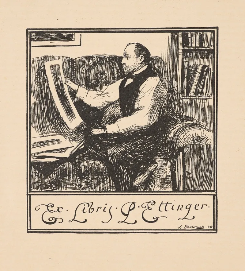 Ekslibris Portretowy Pawla Ettingera 1866 1948 Wall Art by Leonid Osipowicz Pasternak - High-Resolution Digital Print