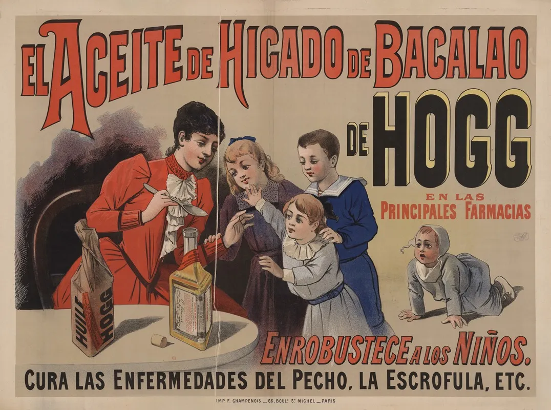 El Aceite De Higado De Bacalao De Hogg En Las Principales Farmacias Wall Art by Imp. F. Champenois - High-Resolution Digital Print