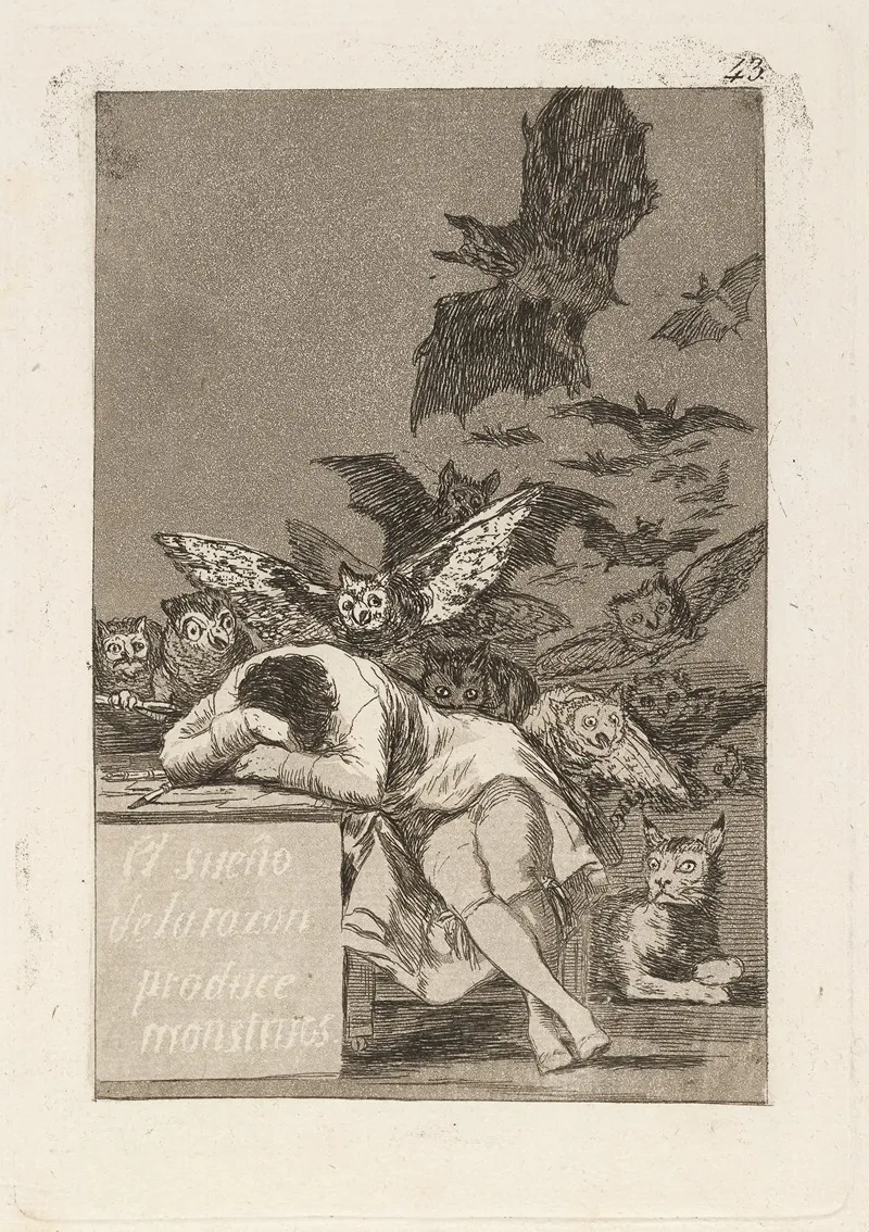 El Sueno De La Razon Produce Monstruos The Sleep Of Reason Produces Monsters Wall Art by Francisco de Goya - High-Resolution Digital Print