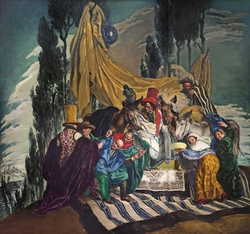 El Vendedor De Burros The Donkey Seller Wall Art by José María Sert - High-Resolution Digital Print